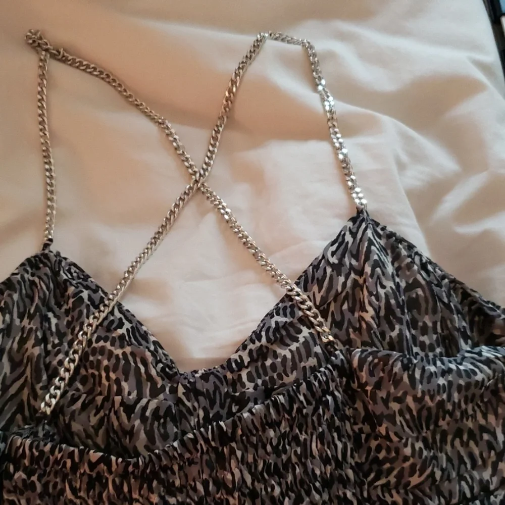 Michael Kors Black and White Printed Spaghetti Strap Dress